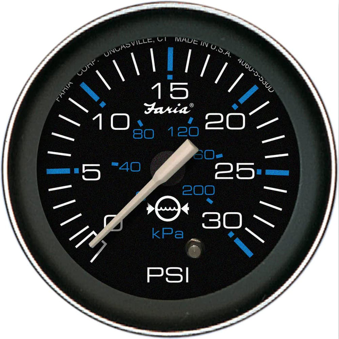 Faria F13003 Coral Black 2" Water Pressure Gauge Kit 30 PSI
