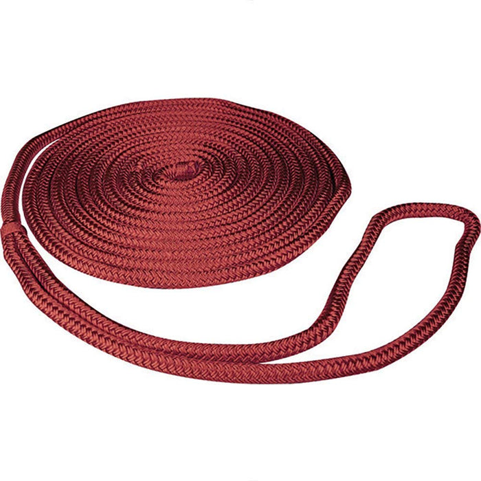 Seachoice Double-Braid Nylon Dock Line w/ Eye Splice, Pre-Shrunk, Heat Stabilized, 3/8 In. X 20 Ft., Red