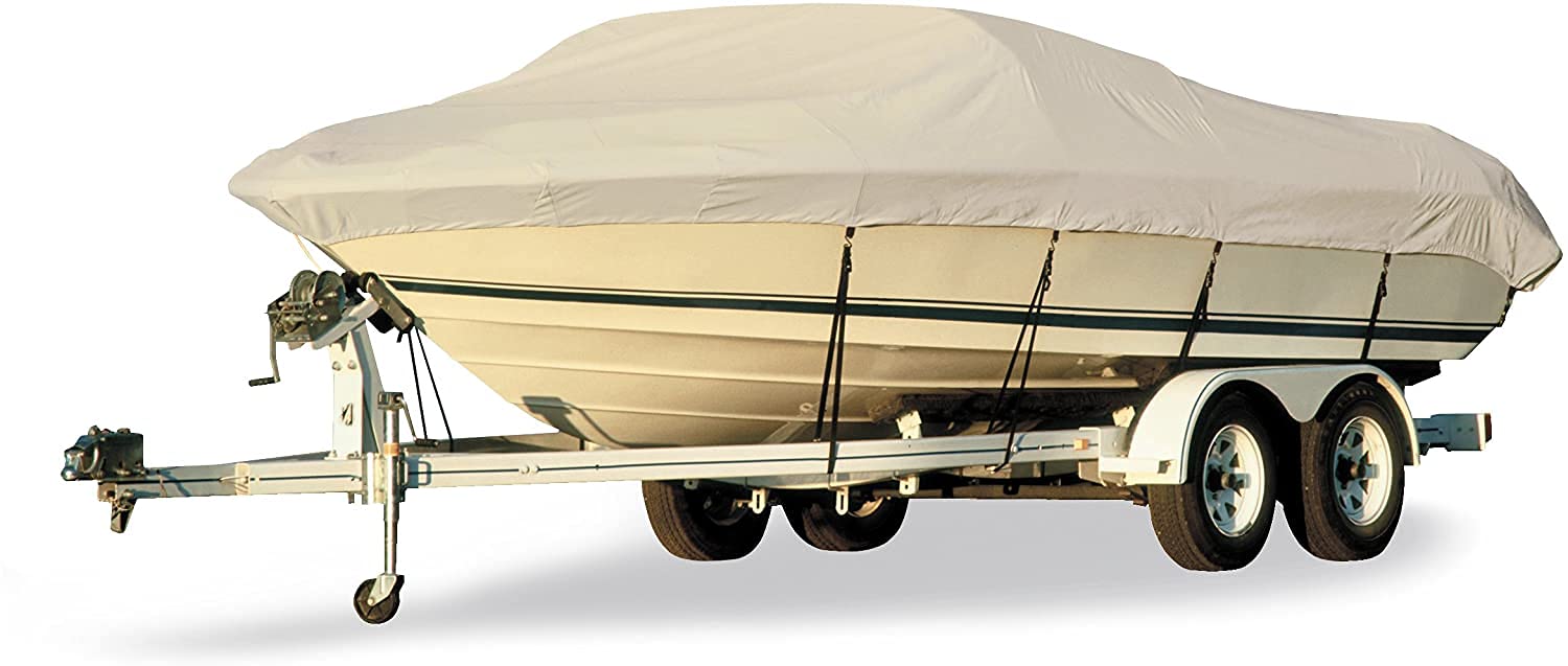 Taylor Made 70205 BoatGuard Universal Boat Cover, 17'-19', For V-Hull Runabout/Bow Rider, Includes Bag and Tie-Downs