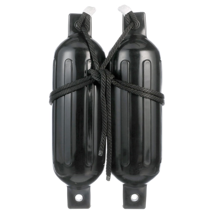 Seachoice DE77206S Black Twin Eye Ribbed Fender Kit, (2) 5.5" x 20" Fenders and (2) 3/8" x 5' Fender Lines