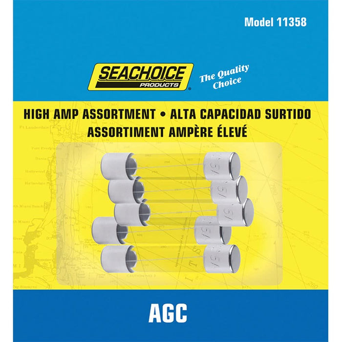 Seachoice SC11358 High Amp AGC Glass Fuse Assortment, 5ea