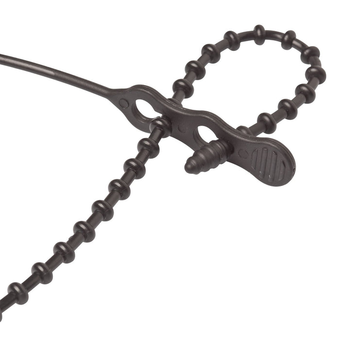 Ancor 199286 Reusable Beaded Cable, Ties, 8" Black, 15/pk