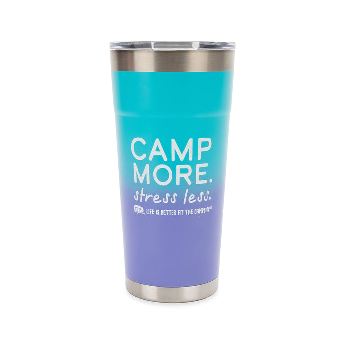 Camco 53317 Camp More / Stress Less Tumbler, 20 oz., Blue/Purple