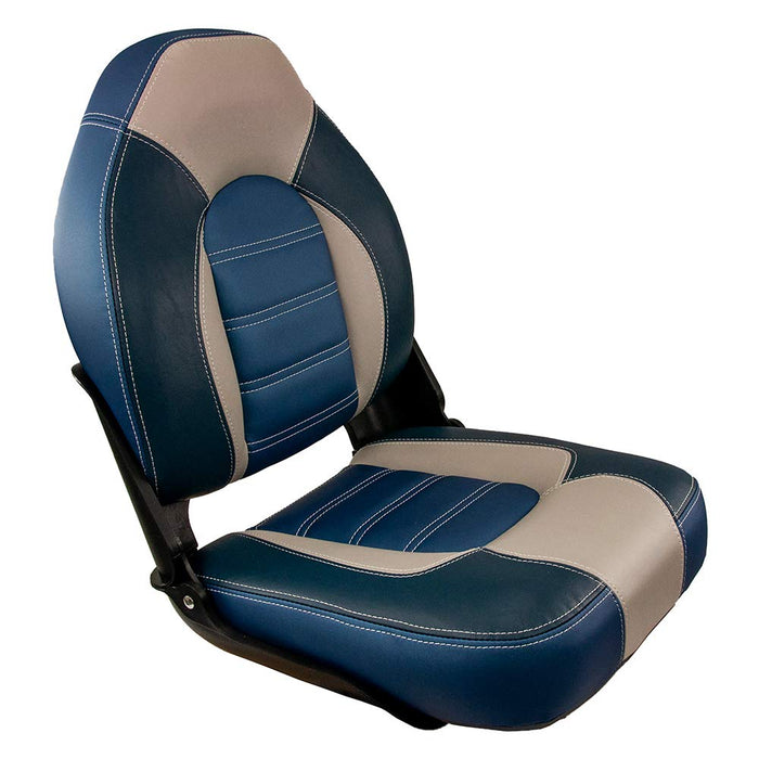 Springfield 1061069-B Skipper Premium High Back Fold Down Seat, Blue/Gray