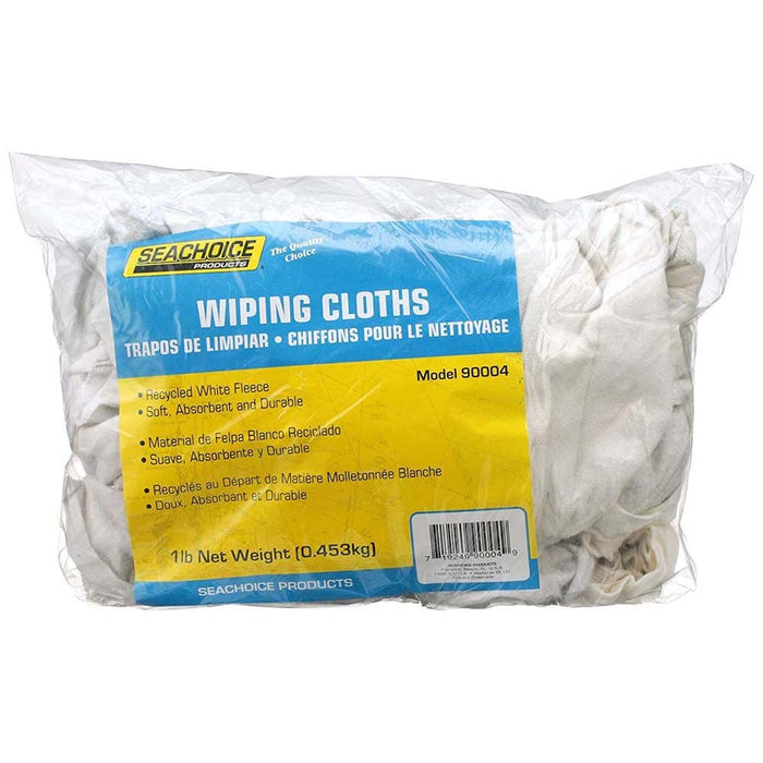 Seachoice 7423-01-12-SC 90004 Recycled White Fleece Wiping Cloths, 1-lb. Bag