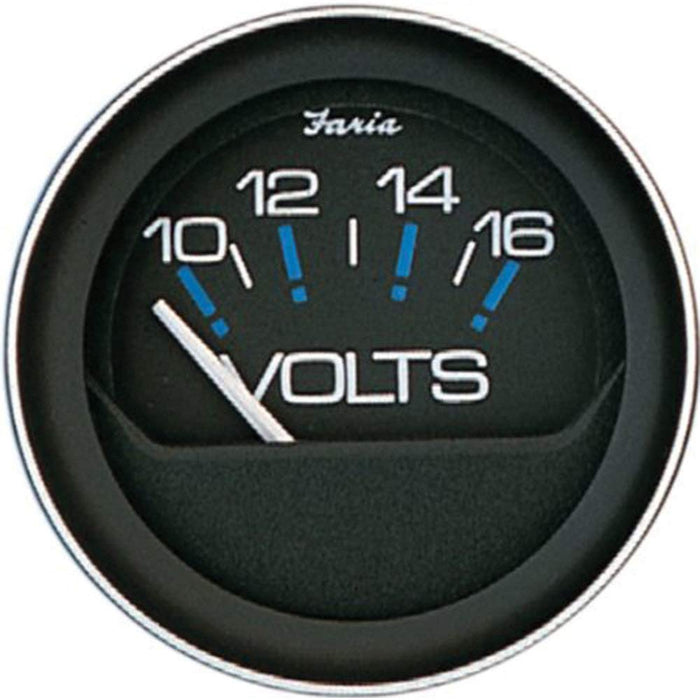Faria F13010 Coral Black 2" Voltmeter Gauge (10-16 VDC)