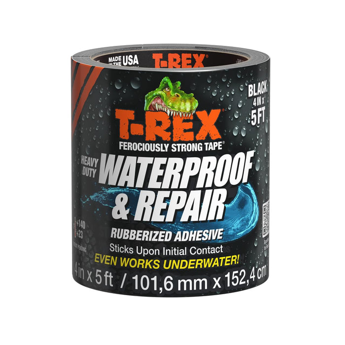 Shurtape 285987 T-Rex Waterproof Repair Tape, 4" W x 5' L, Black