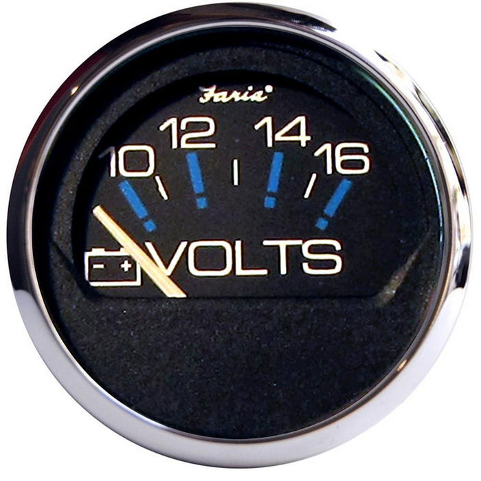 Faria 13705 Chesapeake SS Black 2" Gauge Voltmeter Gauge (10-16 VDC)