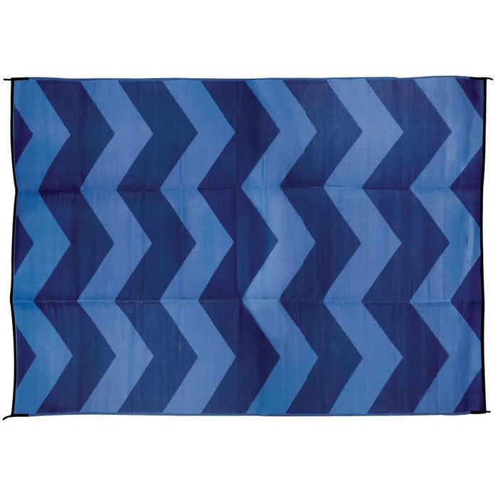 Camco 42878 Open Air Chevron Outdoor Leisure Mat, Blue, 6' x 9'