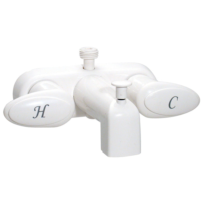 Valterra PF223261 Catalina Two Handle RV Tub Diverter Faucet, White w/White Handles