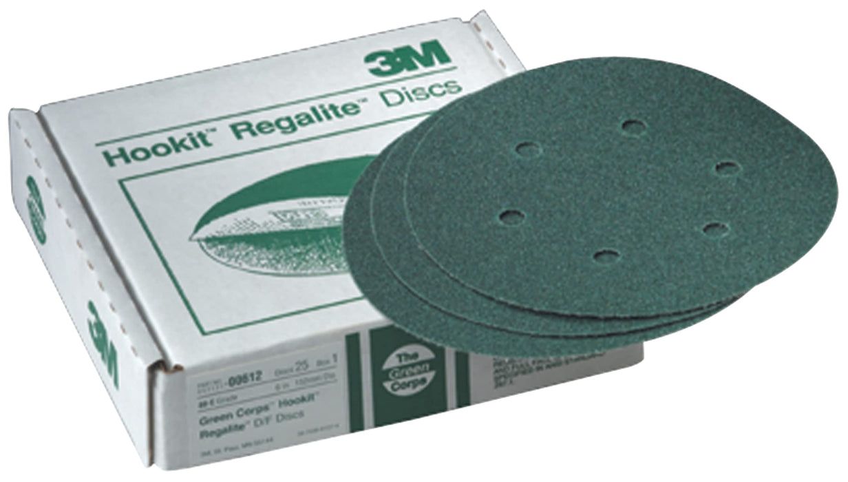 3M 612 6" 80E D/F Green Hookit Discs
