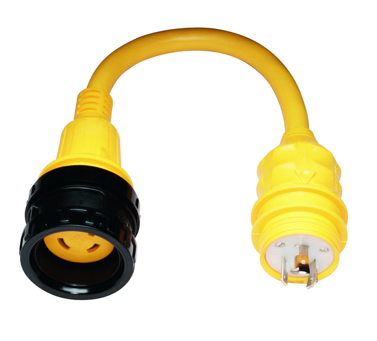 Marinco 106A Standard Pigtail Adapter Dock Side Male, 20A 125V Male to 30A 125V Female, with Sealing Collar System