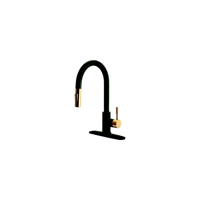 Dura Faucet DF-MK530SLK-MBRG Streamline Pull-Down Kitchen Faucet, Matte Black Rose Gold