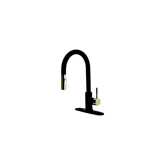Dura Faucet DF-MK530SLK-MBSN Streamline Pull-Down Kitchen Faucet, Matte Black Satin Nickel
