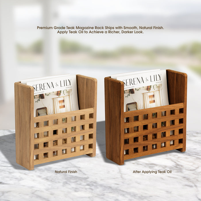 Whitecap Teak Grate Front Magazine Rack