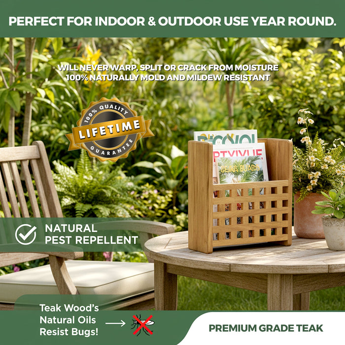 Whitecap Teak Grate Front Magazine Rack