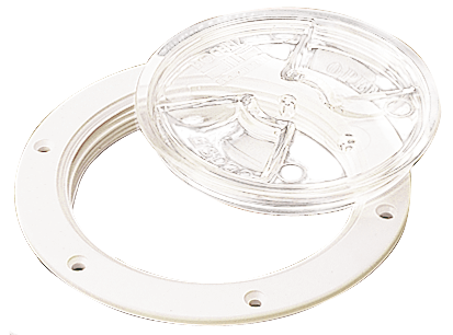 Sea Dog 337161-1 Sea-Dog White Screw Out Deck Plate w/Clear Cover, 6-1/2"