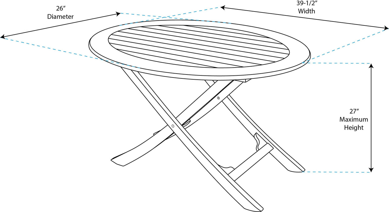 Whitecap 63037 Oval Slat Top Adjustable Table