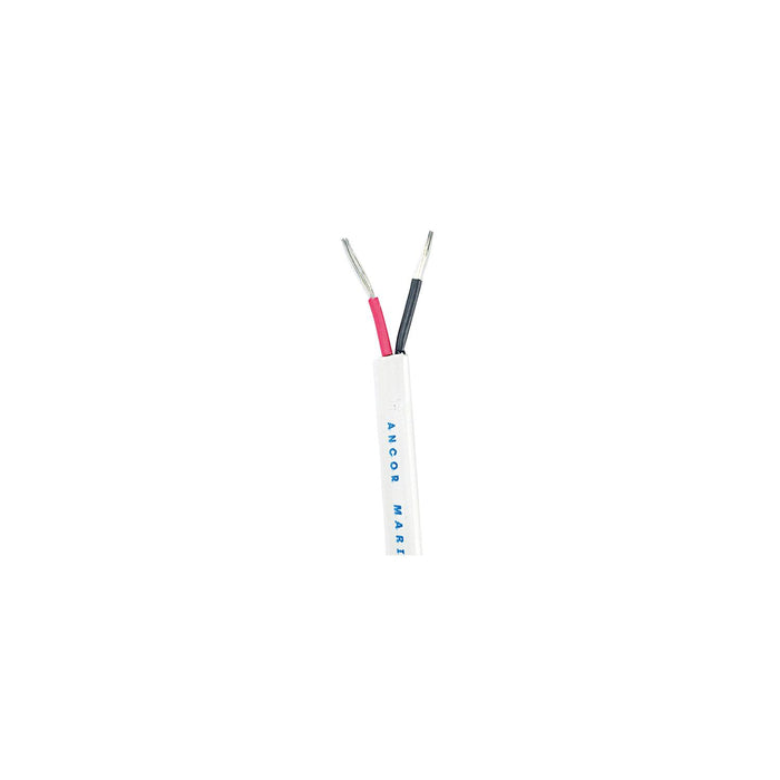 Ancor 122010 Marine Grade Tinned Copper White Flat Signal Cable, 20/2 AWG, 100', Black/Red