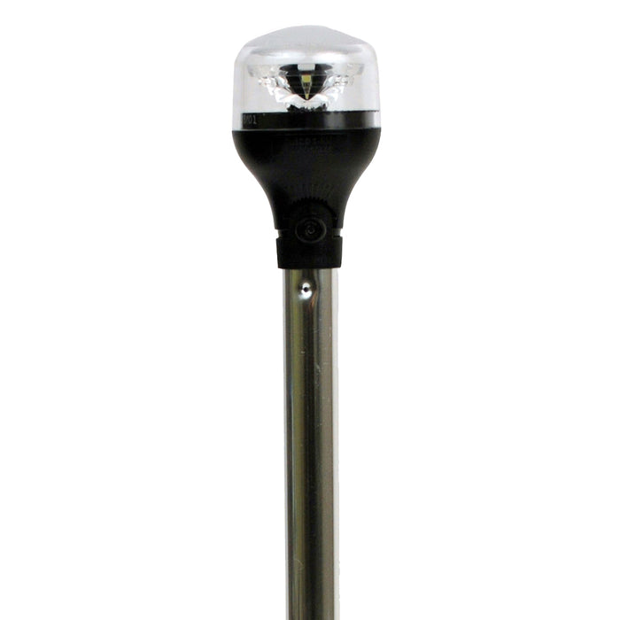 Luz envolvente enchufable Attwood LightArmor - Poste de aluminio de 20" - Base horizontal negra de composite con adaptador