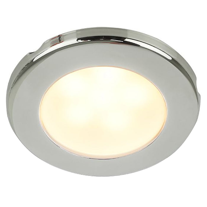 Foco empotrable Hella Marine EuroLED 75 de 3" con montaje en rosca - LED blanco cálido - Borde de acero inoxidable - 12 V