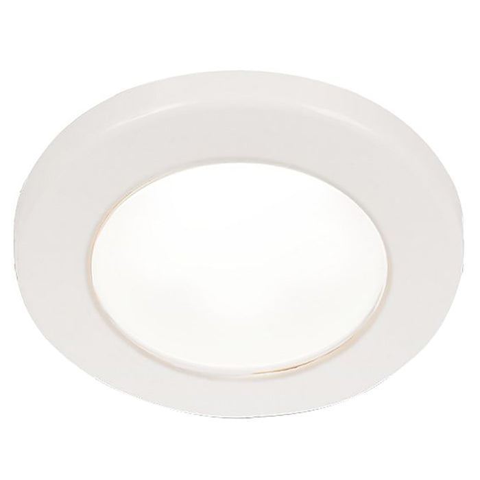 Foco empotrable Hella Marine EuroLED 75 de 3" con montaje en tornillo - LED blanco - Borde de plástico blanco - 12 V