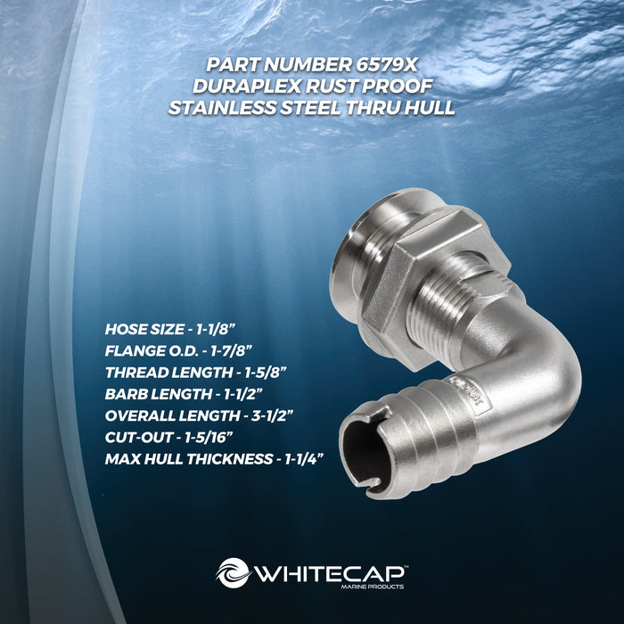 Whitecap 6579X Pasacasco dúplex de acero inoxidable - 90 grados - 1-1/8"