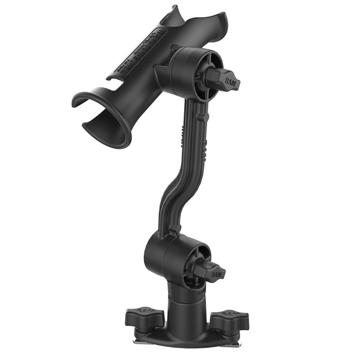 Soporte para caña RAM Mount RAM Tube Jr.™ con poste estriado, brazo de extensión y base de riel