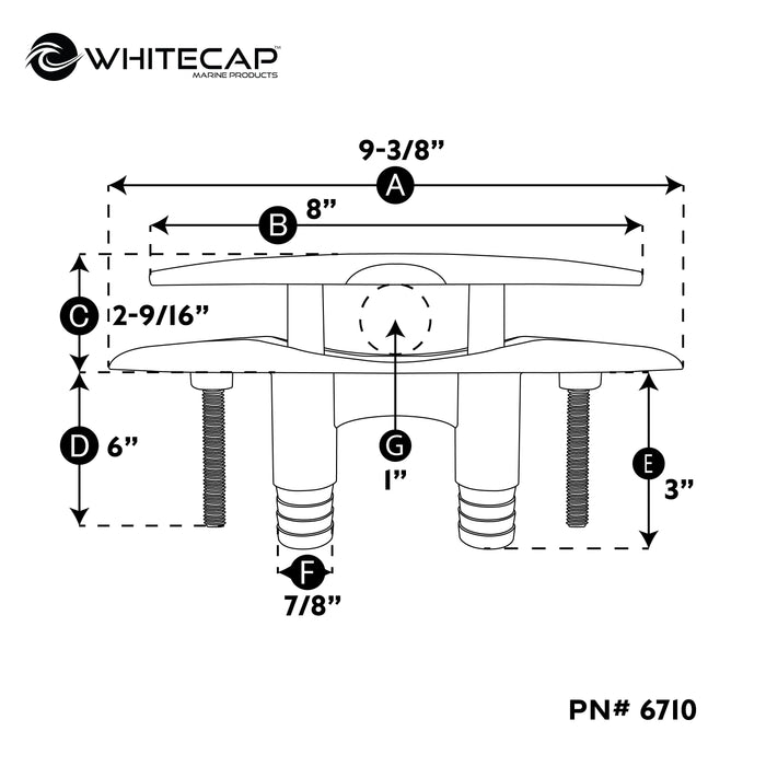 Whitecap Pull Up Stainless Steel Cleat - 8"