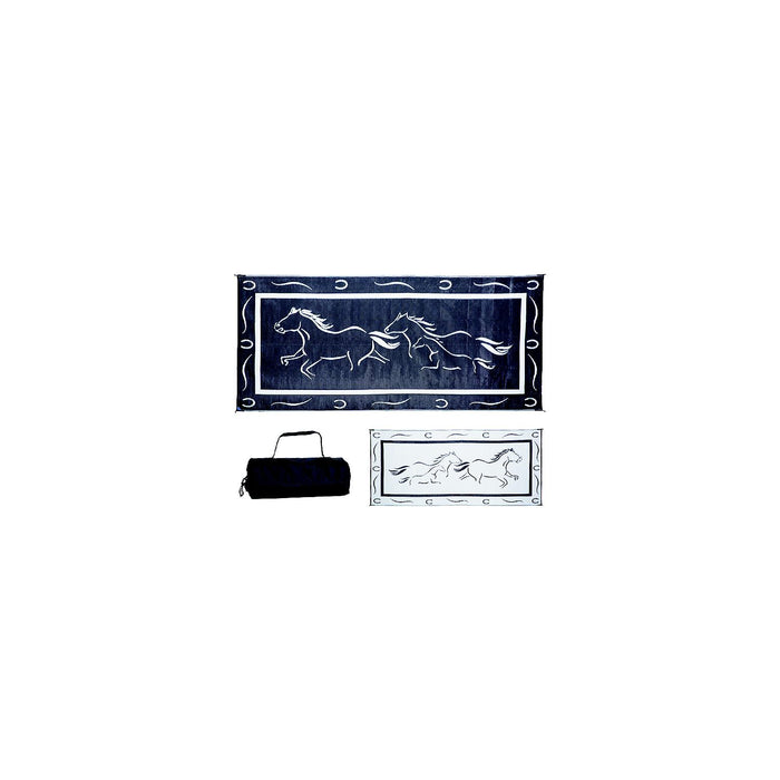 Ming's Mark GH8181 Reversible Mat, Black/White, Galloping Horses, 8' x 18'