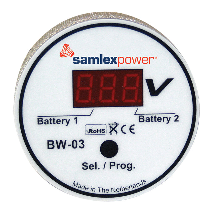 Monitor de batería dual Samlex: 12 V o 24 V, detección automática