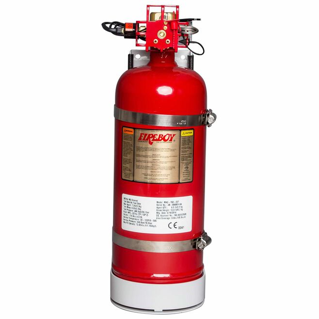 Fireboy-Xintex MA20225227-BL MA2 Auto/Manual Discharge HFC-227ea Fire, Extinguisher w/Mount, 225 CU FT