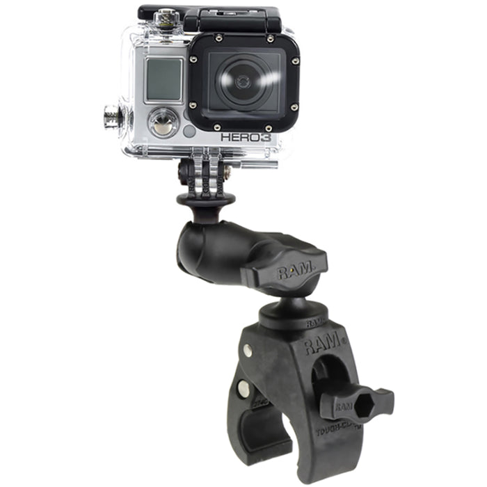 Base pequeña Tough-Claw™ de montaje RAM con brazo corto de doble zócalo y soporte para cámara de acción/GoPro®