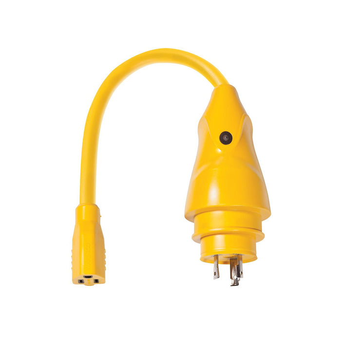 Marinco P30-15 EEL Pigtail Adapter Dock Side Male 30A 125V Locking to Boat Side, Female 15A 125V Straight Blade