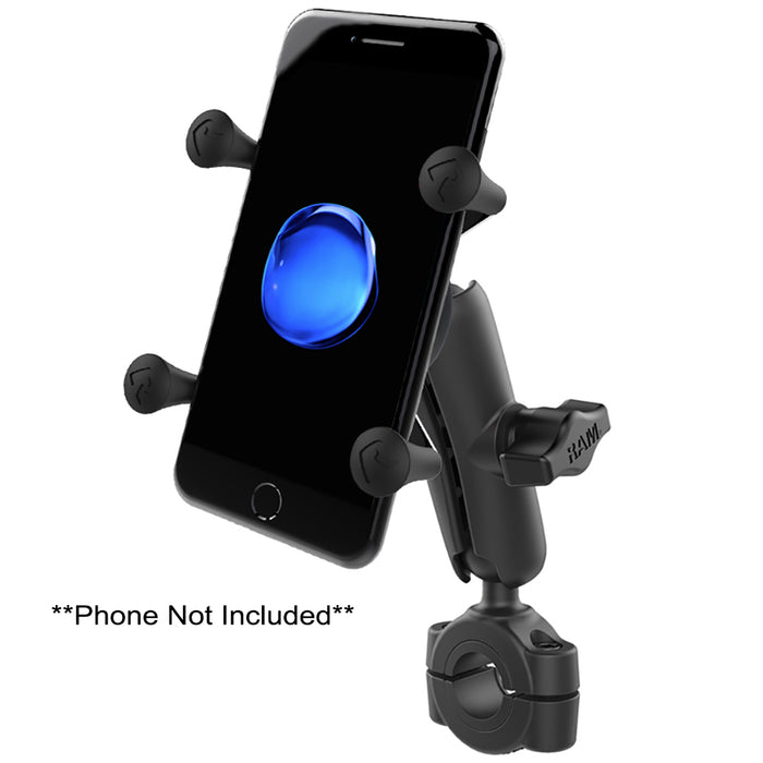 RAM Mount RAM® Torque™ 3/4" - 1" Diameter Handlebar/Rail Base w/1" Ball, Medium Arm & X-Grip® f/Phones