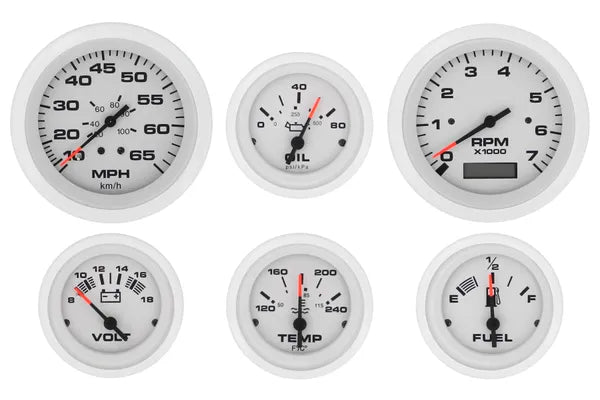 Sierra 69711P 6 Gauge Set, Arctic - Tach/Hr