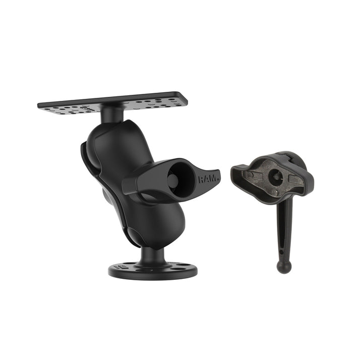 Soporte de bola de tamaño D universal Ram Mount con brazo corto y llave Hi-Torq™ para sondas de pesca y plotters de 9" a 12"
