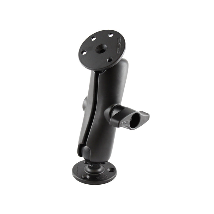 RAM Mount D Size 2.25" Ball Mount w/2 - 3.68" Round Plate & Medium Length Double Socket Arm
