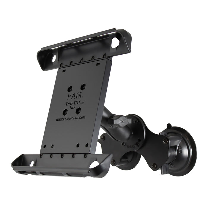 RAM Mount Double Twist-Lock™ Suction Cup Mount w/Tab-Tite™ Universal Spring Loaded Cradle f/Apple iPad 1-4 w/or w/o Light Duty Case