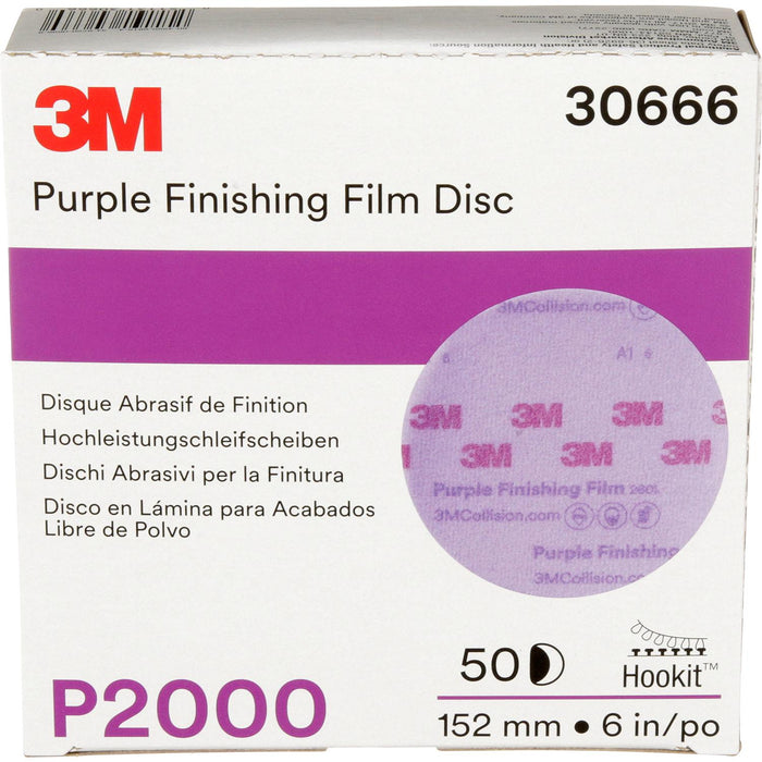 3M 30666 Hookit Purple Finishing Film Discs, 50/box