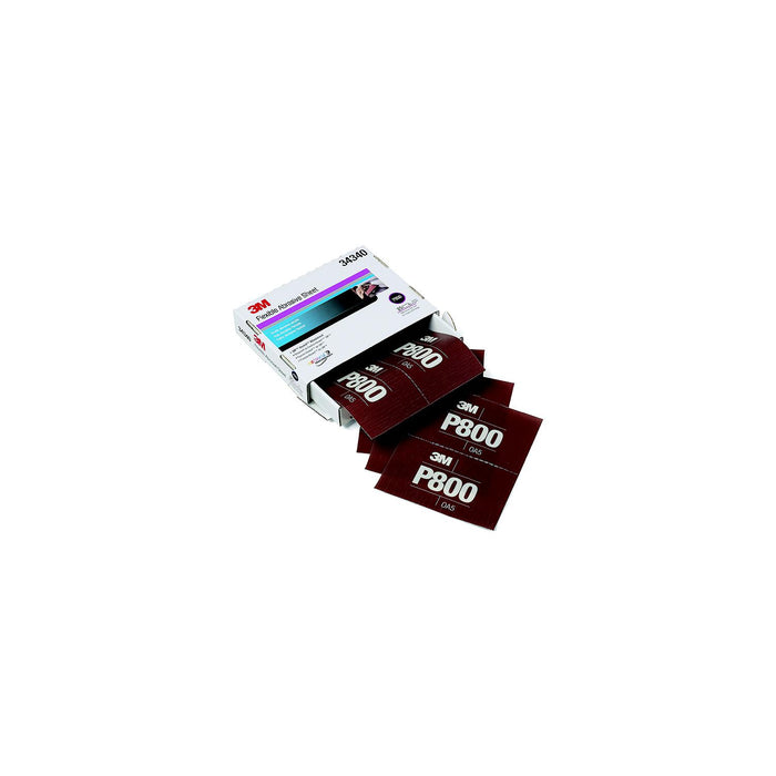 3M 34340 Hookit Flexible Abrasive Hand Sheet, P800, 25/pk