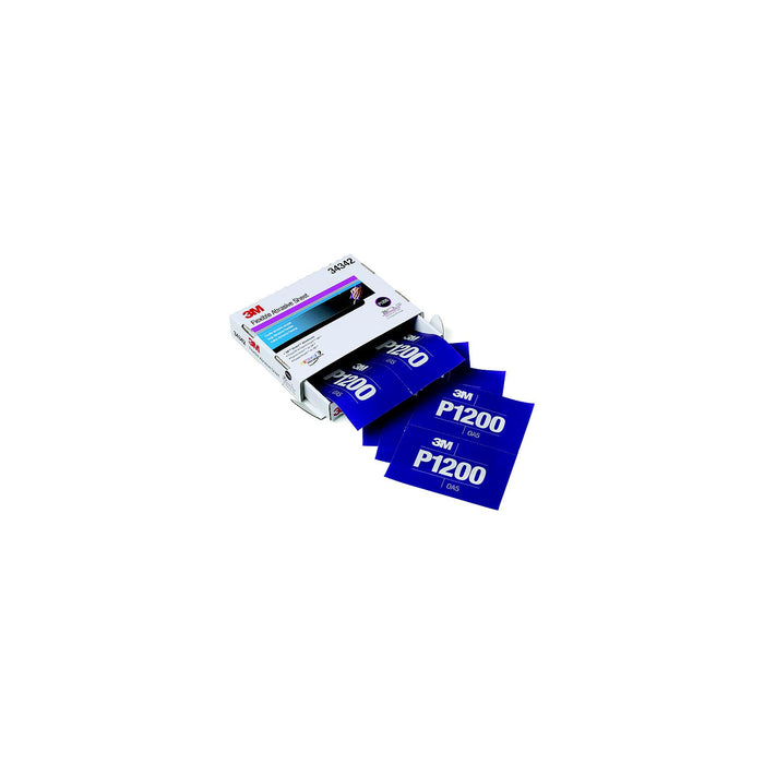 3M 34342 Hookit Flexible Abrasive Hand Sheet, P1200, 25/pk