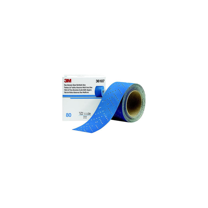 3M 36196 Blue Abrasive Hookit Sheet Roll, 2-3/4" x 13 Yards