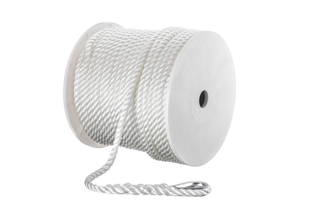 Seachoice 40781 3-Strand Twisted Nylon Anchor Line White, 1/2" x 250'