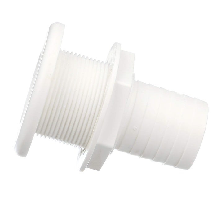 Seachoice 50-18111 Thru-Hull Connector w/ Broad Flange, White Finish, 1.5 In.