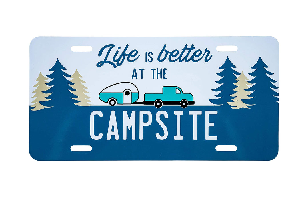 Camco 53250 Decorative Rv Themed License Plate, Blue, Truck and Trees