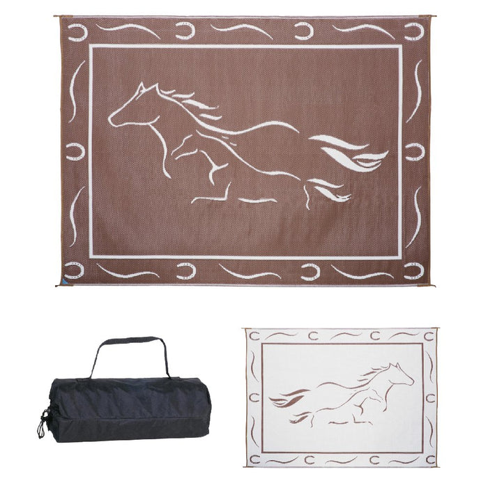 Ming's Mark GH8117 Reversible Mat, Brown/White, Galloping Horses, 8' x 11'