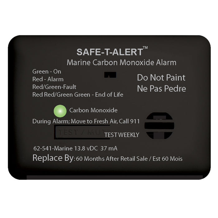 Alarma de monóxido de carbono Safe-T-Alert serie 62 - 12 V - 62-541-Marine - Montaje en superficie - Color negro