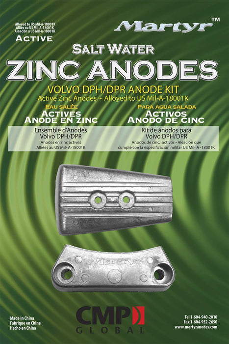 Martyr CMDPHKITZ Anode Kit for Volvo Penta DPH Engine (Contains 1-3588745, 1-3863206 & Fastening Hardware)