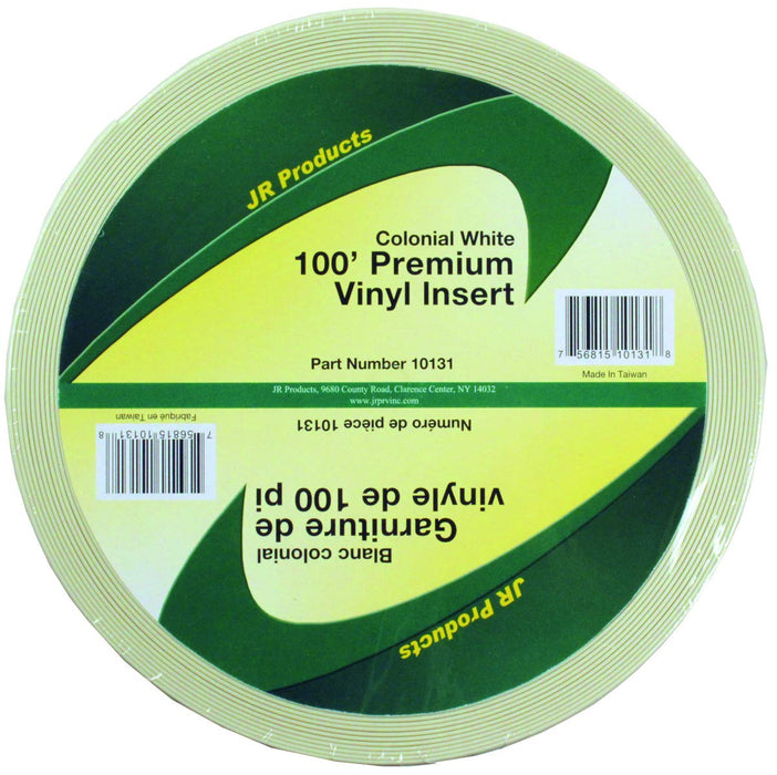 JR Products 10131 Vinyl Insert Premium, 100' Colonial White